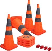 28" Lighted Pop-Up Traffic Cones x 3