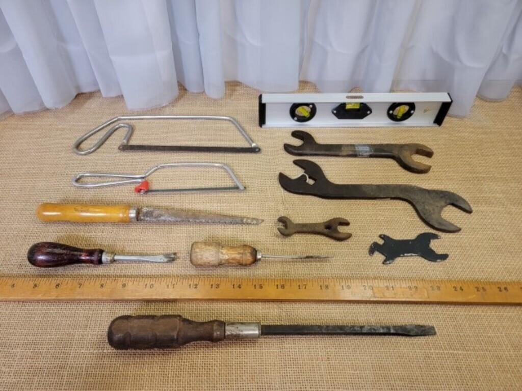 Antique Champion Wrenches, Wooden Handle Tools,