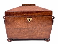 Tea caddy, mahogany, tapered top & sides,