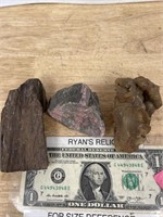 Petrified wood Raw Rhodoite Chalcedony rocks