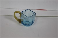 A Miniature Teal Coloured Glass Cup