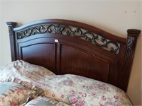 Queen wood stained bed