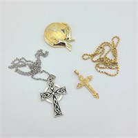 Religious Necklace & Brooch Lot
