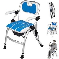 4 in 1 folding bedside commode chair with backrest