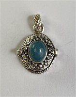 Sterling "Poison" Chalcedony Pendant 8 Grams Twt