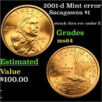 2001-d Mint error Sacagawea Dollar $1 Grades Choic