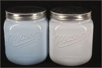 (2) Mason Craft & More Painted Glass Storage Jars