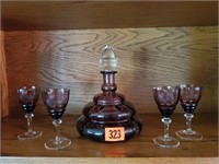 Vintage beverage set, decanter, sherry drinkware
