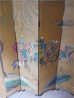 Asian painted 4 panel screen