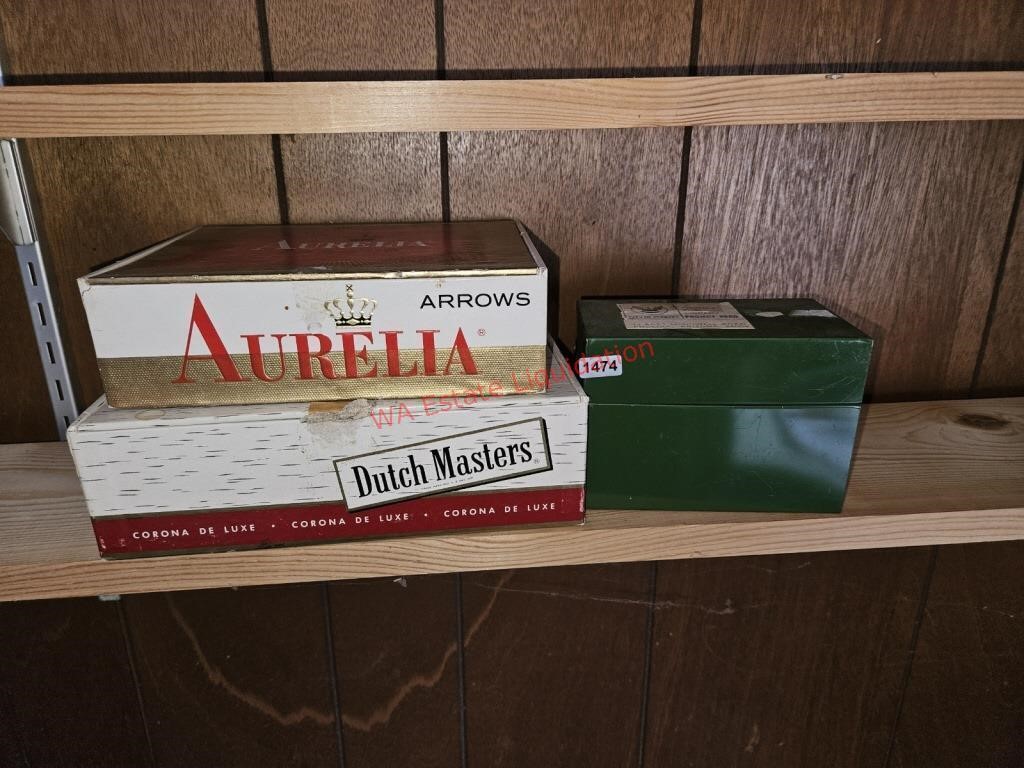 Empty Cigar Boxes and recipe cards (basement)