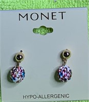 Monet Multi & Gold Double Drop Earrings