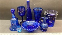 Assorted Blue Glass items. NO SHIPPING