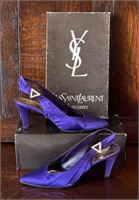 Yves Saint Laurent Vintage Purple Satin Slingbacks