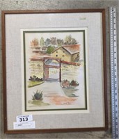 SUTTER'S FORT WATERCOLOR, SIGNED FRANCIS BURT 1966