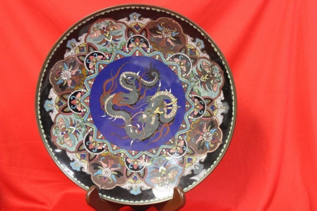 A Japanese Dragon Cloisonne Plate or Charger