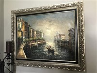 LARGE ABSTRACT PAINTING VENICE ITALY SCENE