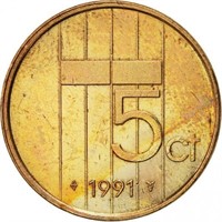 Netherlands 5 cents, 1991