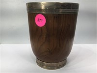 Antique Yew wood carved Cup with Sterling rim and