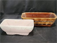 VTG Brush McCoy Pink & Brown Pottery Planters