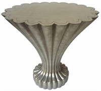 Scalloped accent table champagne leaf finish