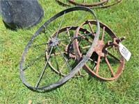 (3) Antique Wagon Wheels