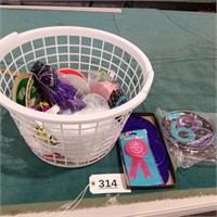 Laundry Basket w/ Misc. Ribbon and Patry Supplies