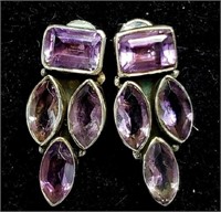 925 Sterling Silver Amethyst Earrings