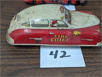 Courtland Tin Litho Fire Chief Toy Car