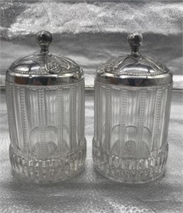 2 - Glass Containers With Metal Lids
