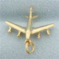 3-D Passenger Jet Airplane Charm in 14k Yellow Gol