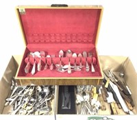 Assorted Flatware, Silverplate, Knives, Chest
