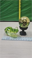 Art deco Frog and snow globe