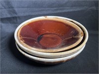 (3) Unmarked Brown Drip Serving Bowls