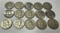 15 Franklin Liberty Half Dollars