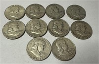 10 Franklin Half Dollars