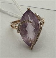 Designer Le Vian 14K Rose Gold Amethyst Diamond Ri