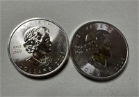 Two Canada Maple Leaf Elizabeth II 5 Dollars 2023