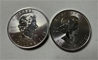 Two Canada Maple Leaf Elizabeth II 5 Dollars 2023