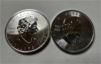 Two Canada Maple Leaf Elizabeth II 5 Dollars 2023