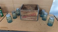 Blue Mason Ball Jars and Sylvan Milk Crate