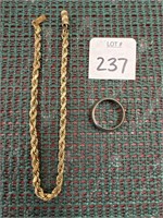 14KT WEDDING BAND & 14KT ROPE GOLD BRACELET 7.9 GR