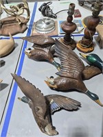Vintage duck decoys and lamps