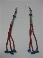 Southwestern Dangle Earrlings w/ Red Beads