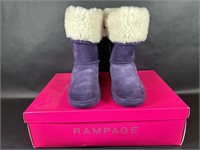 Rampage Purple Suede Boots with Faux Fur Cuffs