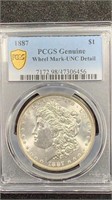 1887 Morgan Silver Dollar PCGS UNC Details
