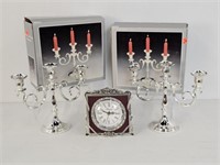 2 CANDLE HOLDERS & A CLOCK - WORKING