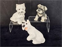 3 DOG FIGURINES - THE FRONT ONE IS 7" TALL