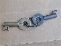 BRASS & IRON RAILROAD PADLOCK KEYS