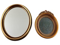 (2) Oval Frame Wall Mirrors - Syroco Art