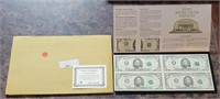 1995 UNCUT SHEET OF 4 $5 BILLS